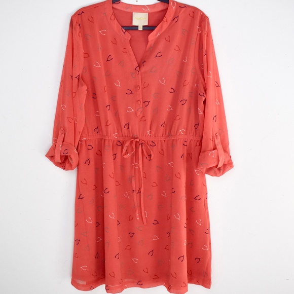 Modcloth Dresses & Skirts - Modcloth Wishbone Print Salmon Pink Dress